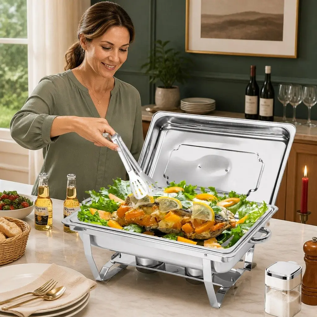 9L Stainless Steel Chafing Dish Set Food Warmer Buffet Bain Marie