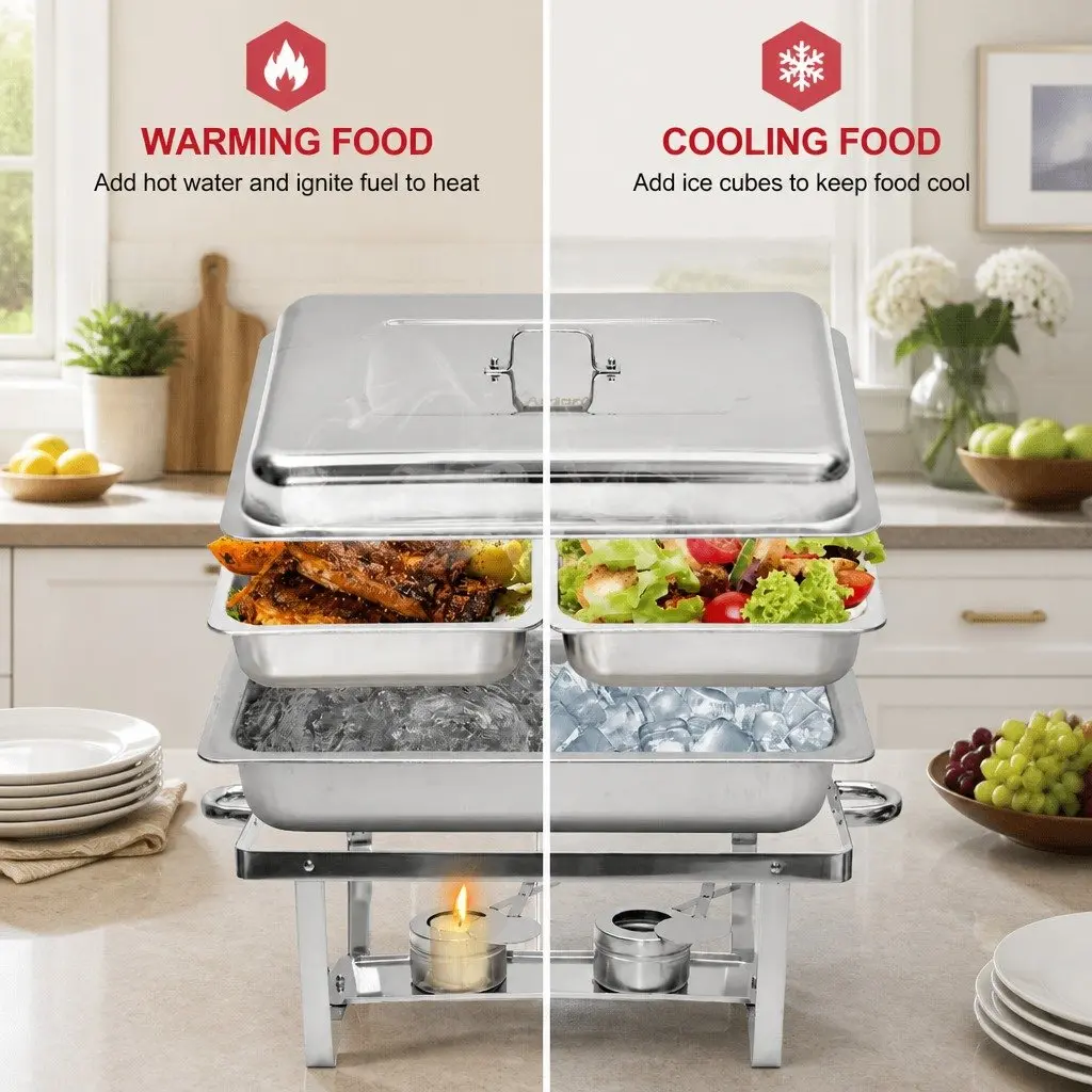 Chafing Dish Set Bain Marie Food Warmer 9L Stainless Steel Buffet Server
