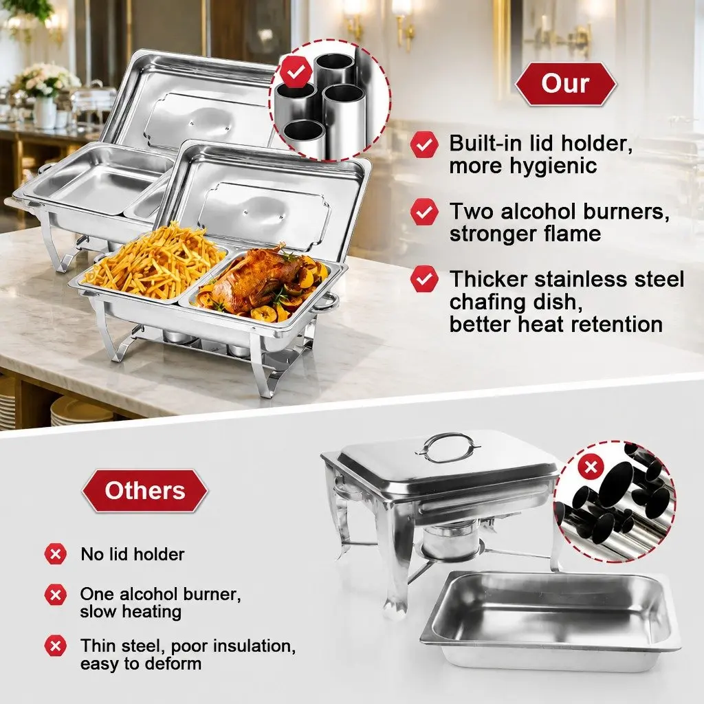 Chafing Dish Set Bain Marie Food Warmer 9L Stainless Steel Buffet Server