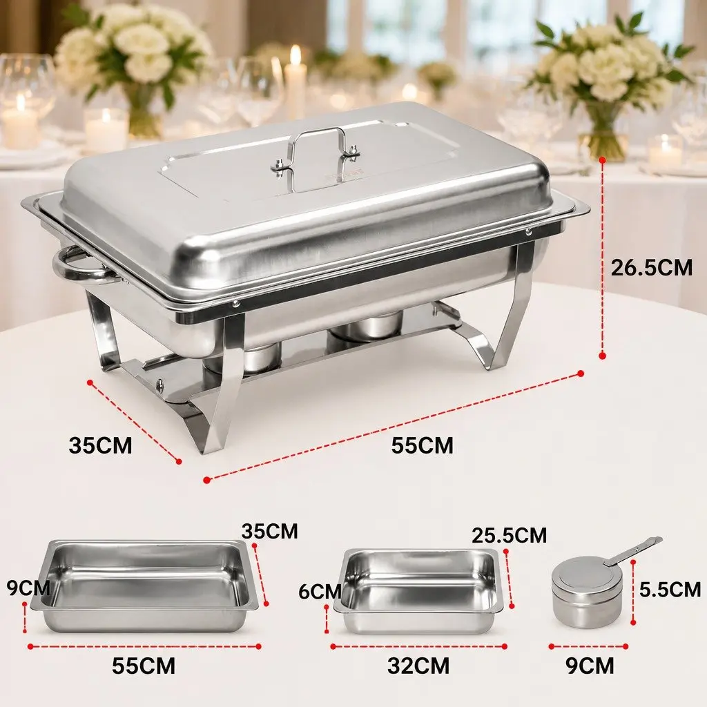 Chafing Dish Set Bain Marie Food Warmer 9L Stainless Steel Buffet Server