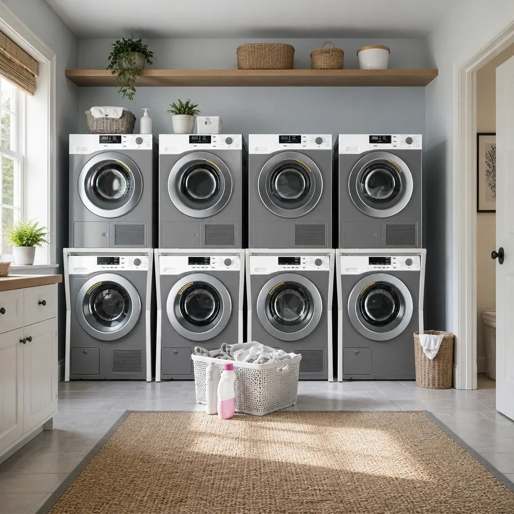 Dryer Stand Stacking Kit Space Saving 100kg White Steel for Front Loading Washing Machines