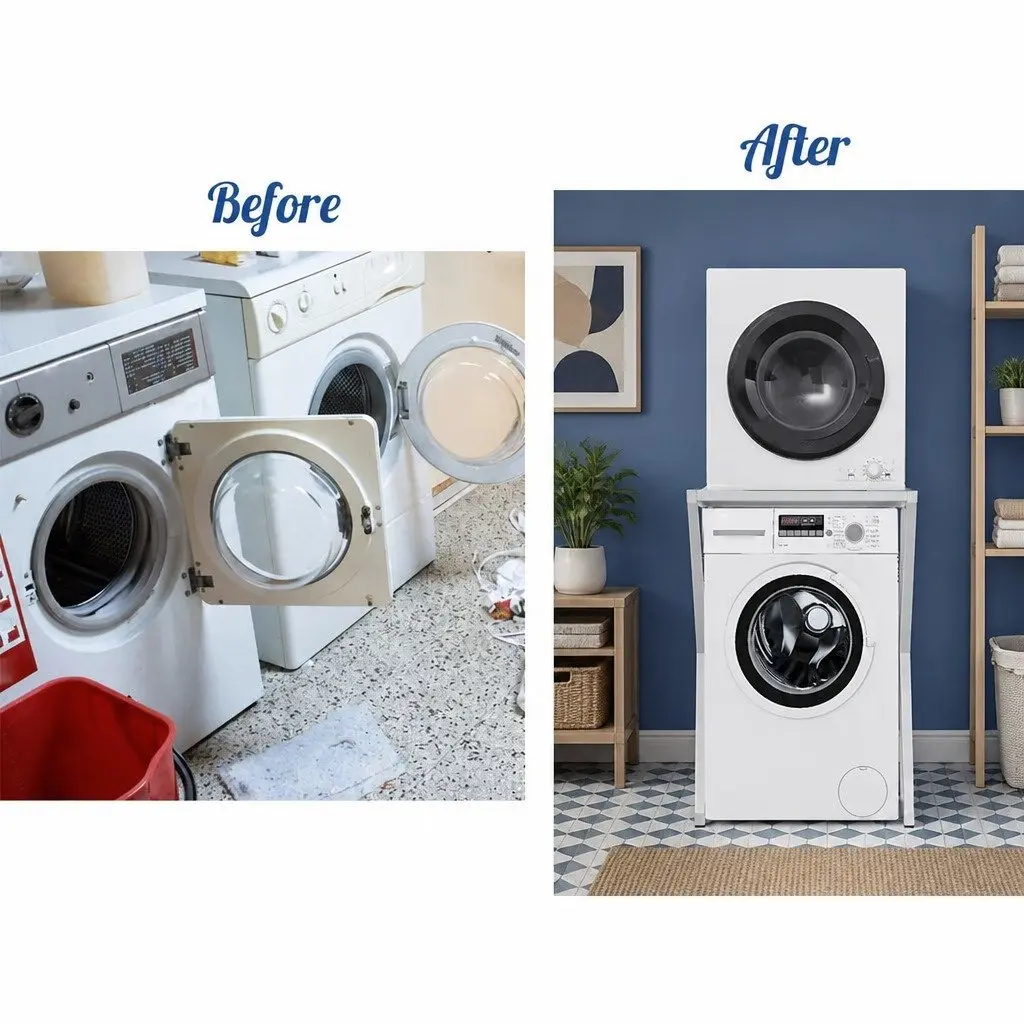 Dryer Stand Stacking Kit Space Saving 100kg White Steel for Front Loading Washing Machines