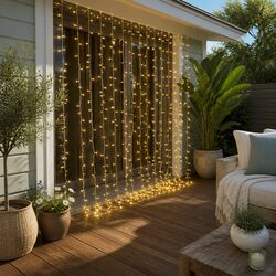 Warm White Curtain Light 6M x 3M - Bright and Safe