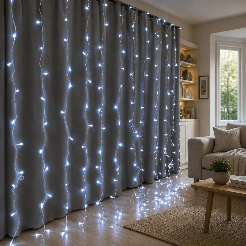Christmas Curtain Lights 6x3M 600 LED Cool White Outdoor Light Wedding Party