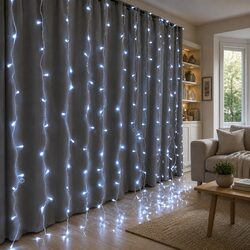 Curtain Light 3M x 6M Cool White 600 LED Outdoor Indoor String Lights 8 Modes