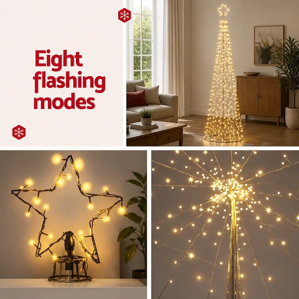LED Christmas Tree Solar-powered 3.6M Warm White Lights Outdoor Indoor Decoration