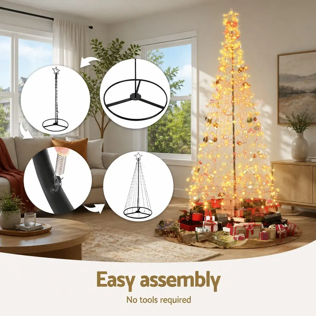 LED Christmas Tree Solar-powered 3.6M Warm White Lights Outdoor Indoor Decoration