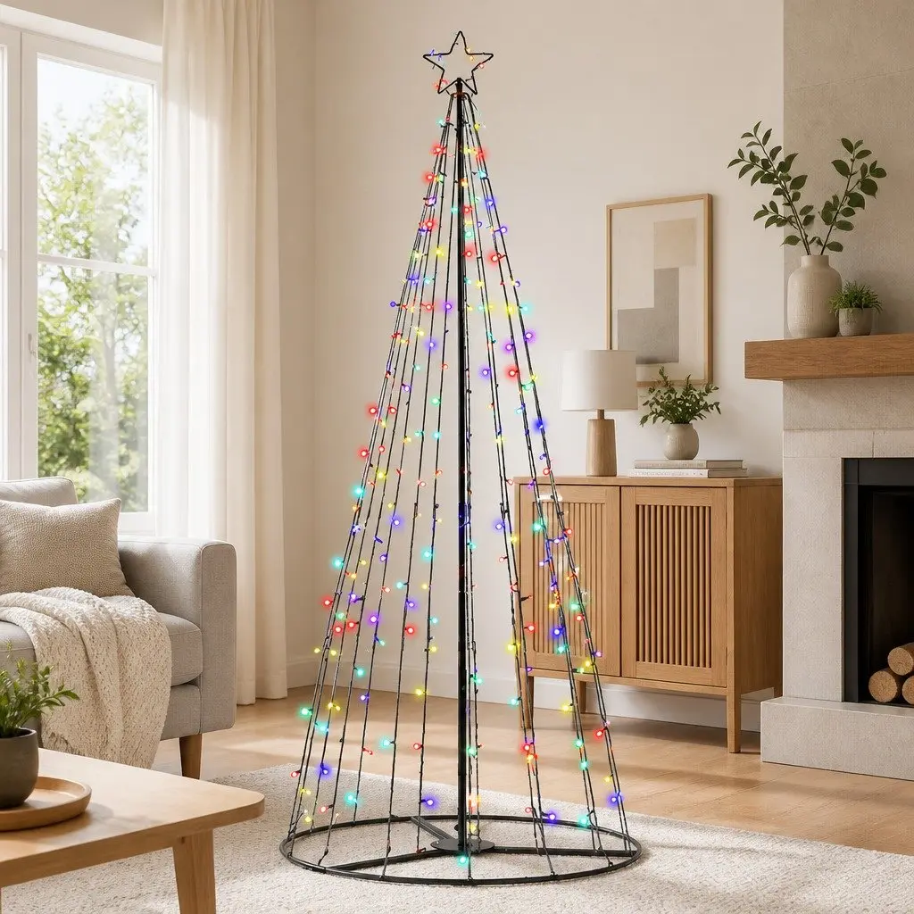 Solar LED Christmas Tree 3.6M 400 Lights Outdoor Indoor Black Holiday Decoration