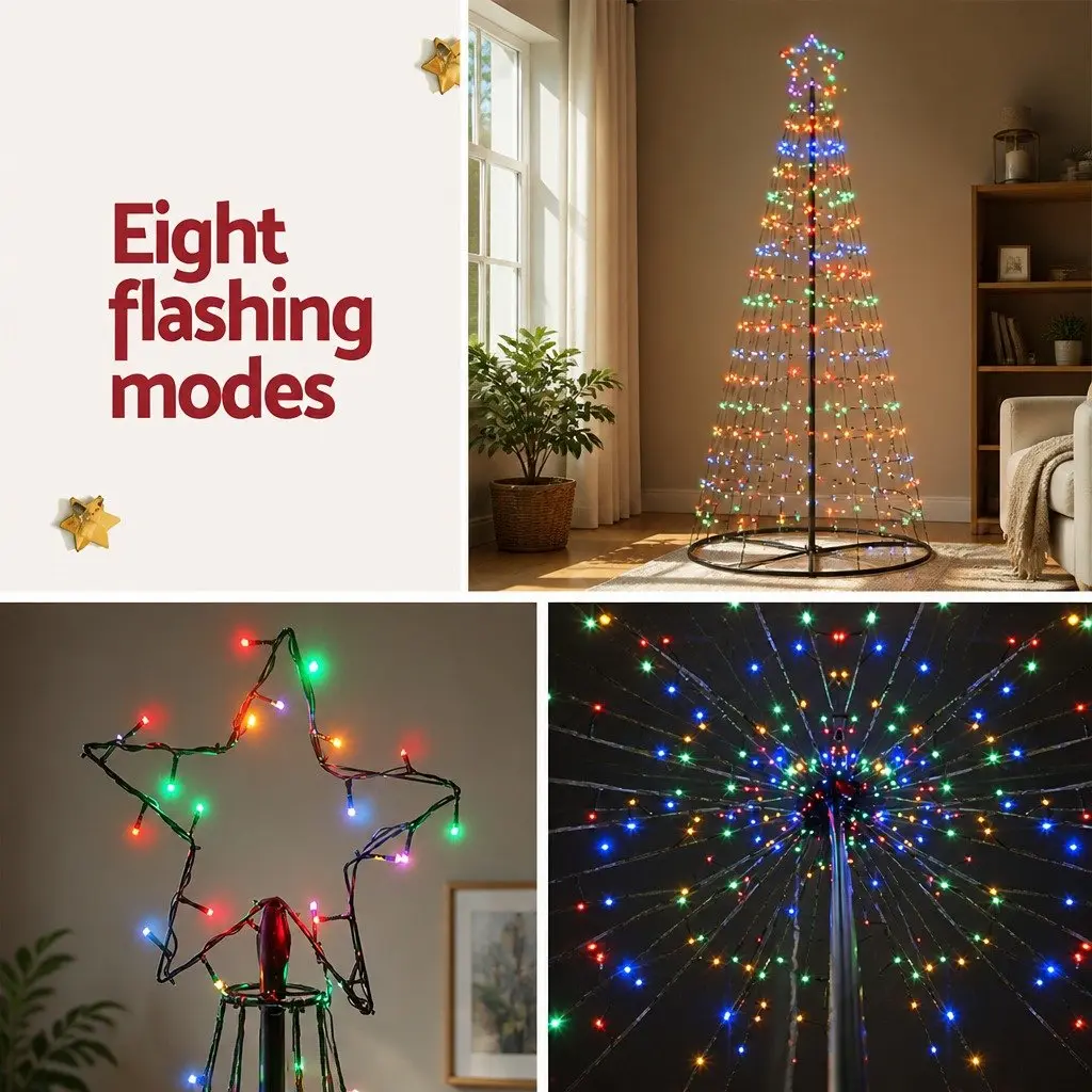 Solar LED Christmas Tree 3.6M 400 Lights Outdoor Indoor Black Holiday Decoration