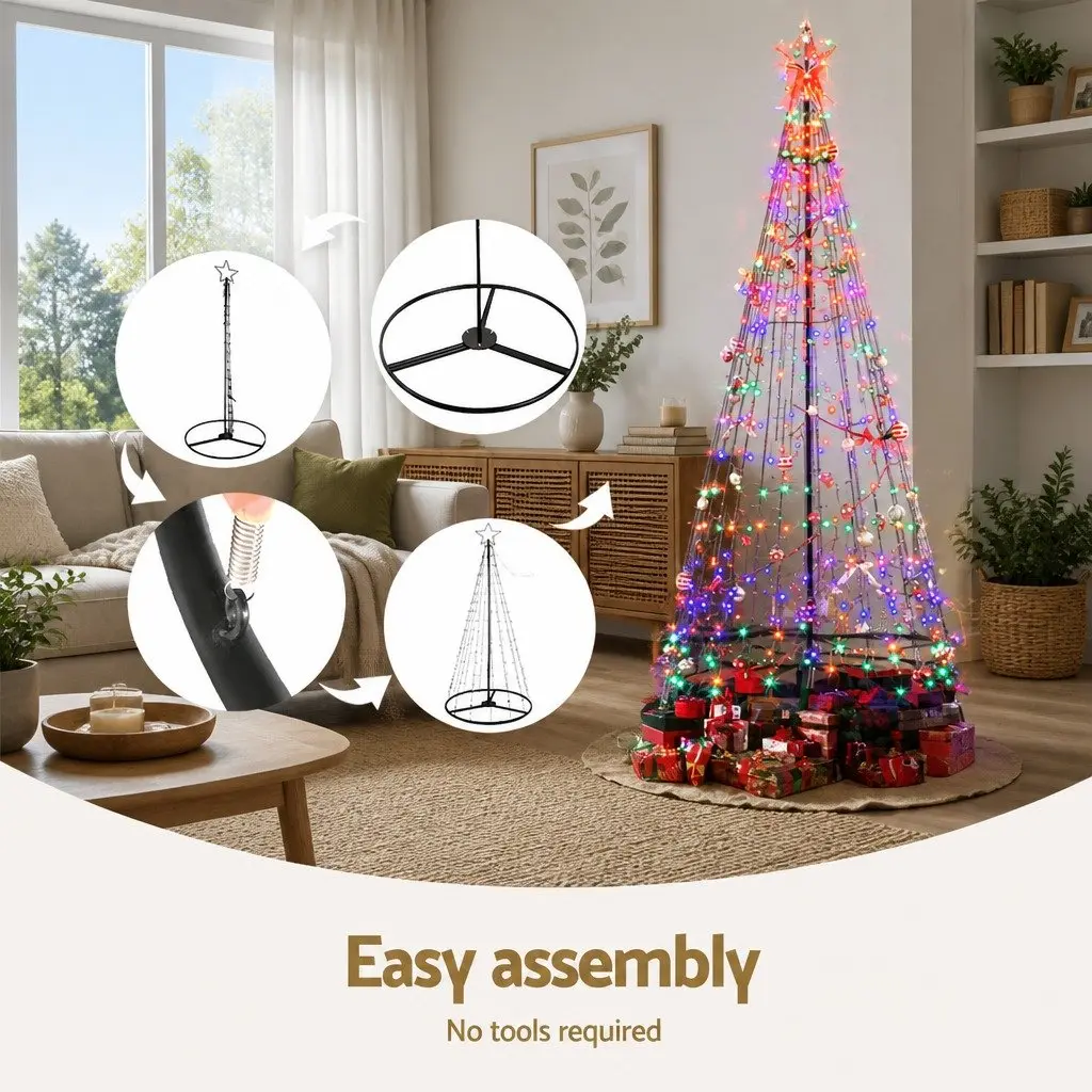 Solar LED Christmas Tree 3.6M 400 Lights Outdoor Indoor Black Holiday Decoration