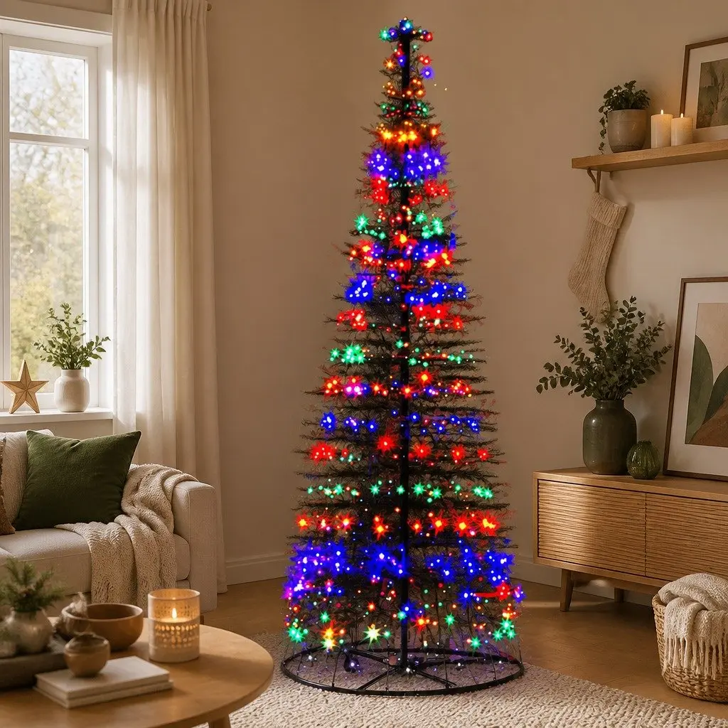 Solar LED Christmas Tree 3.6M 400 Lights Outdoor Indoor Black Holiday Decoration