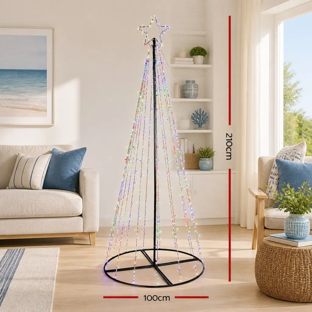 Solar Christmas Tree 2.1M Multi Colour LED Outdoor Indoor Decoration