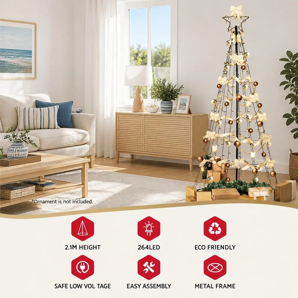 Solar Christmas Tree 2.1M Multi Colour LED Outdoor Indoor Decoration