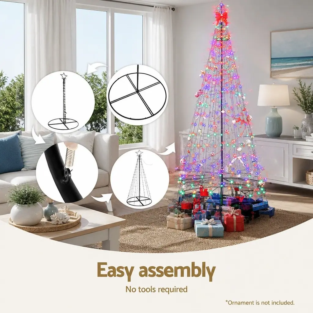 Solar Christmas Tree 2.1M Multi Colour LED Outdoor Indoor Decoration