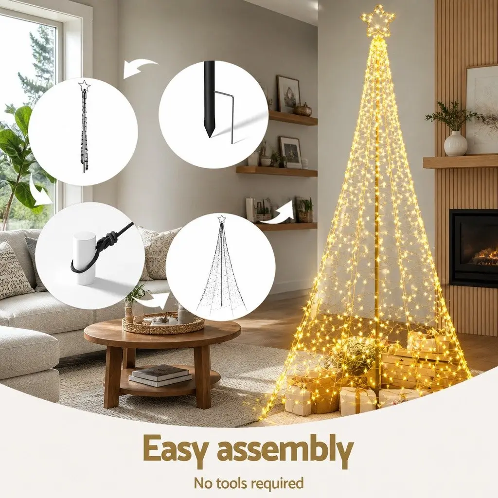 Pre-lit Christmas Tree Outdoor Decoration 3.6M Solar Powered 800 LED Warm White Lights