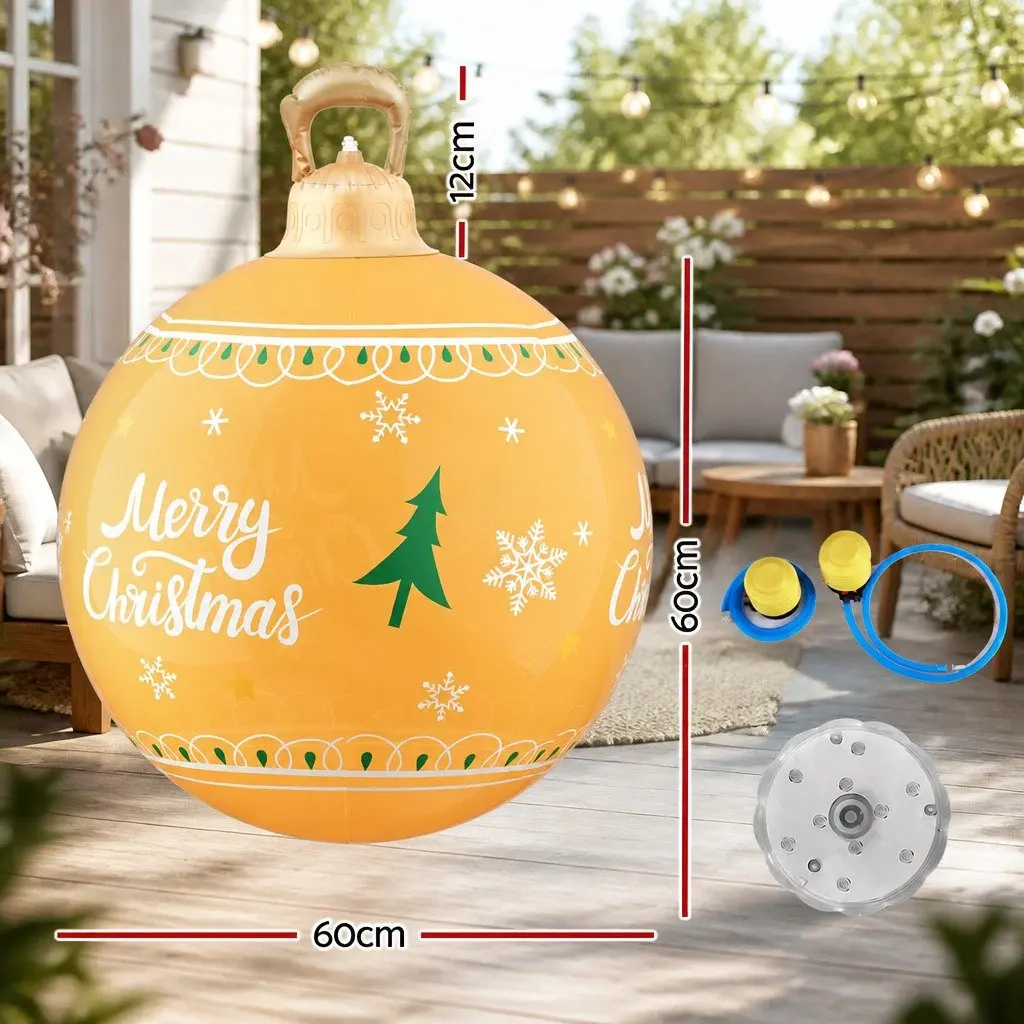60cm Gold Christmas Inflatable Ball with LED Lights