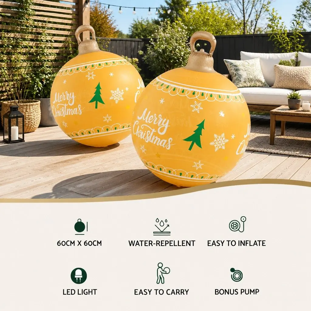 60cm Gold Christmas Inflatable Ball with LED Lights