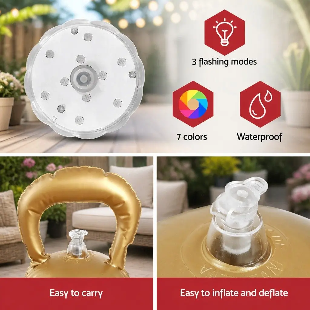 60cm Gold Christmas Inflatable Ball with LED Lights