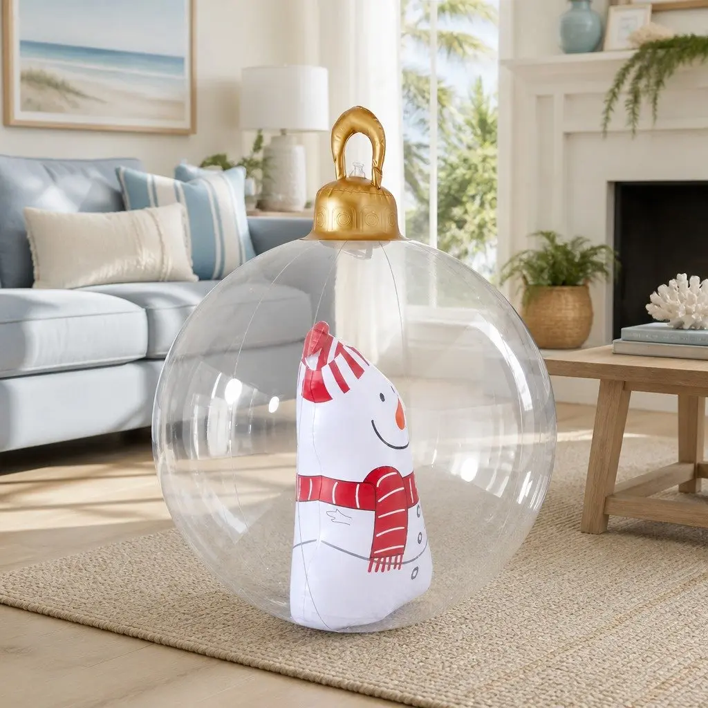 Inflatable Ball Christmas Decoration 60cm Transparent Snowman Outdoor Festive