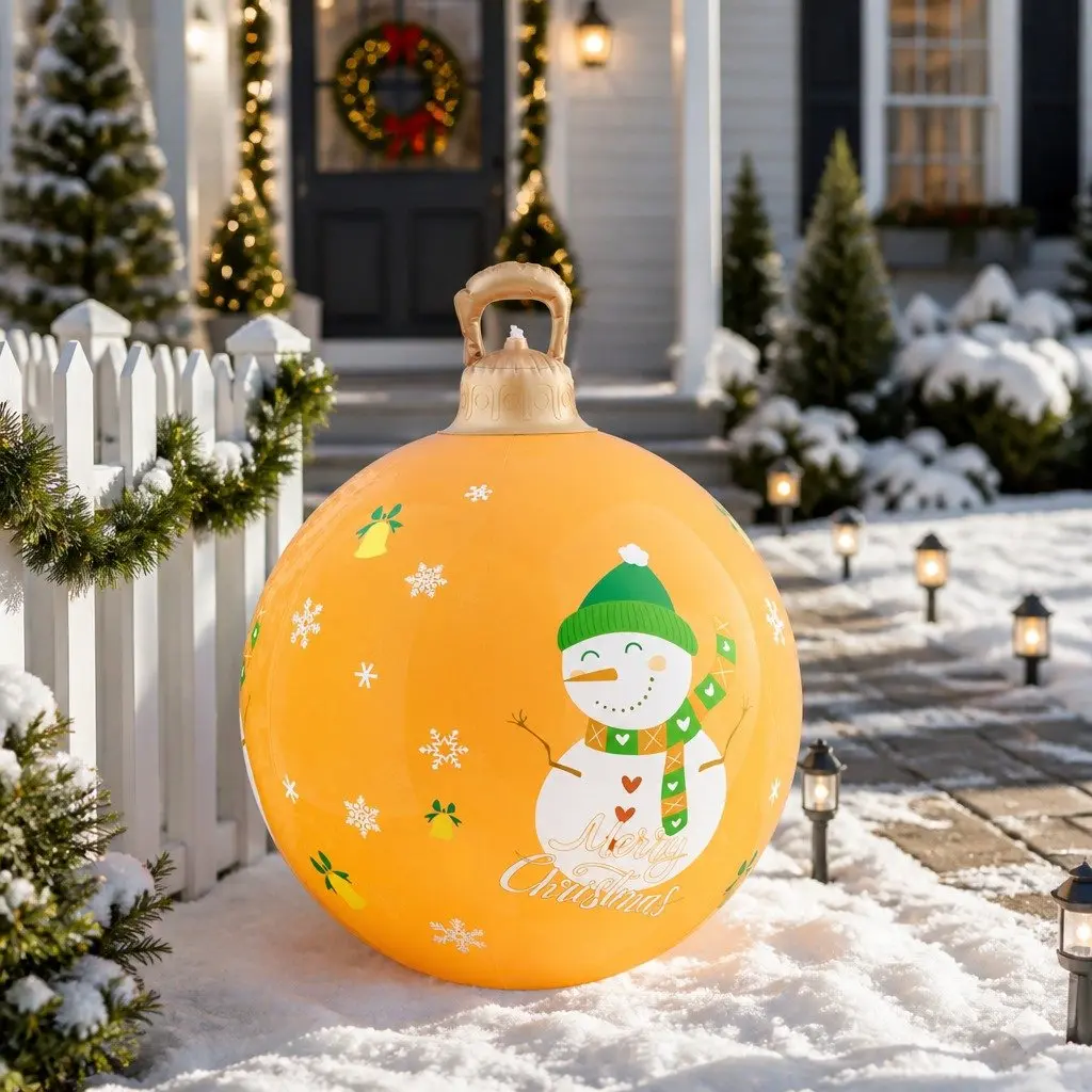 Inflatable Christmas Ball 60cm LED Illuminated Outdoor Decoration Gold