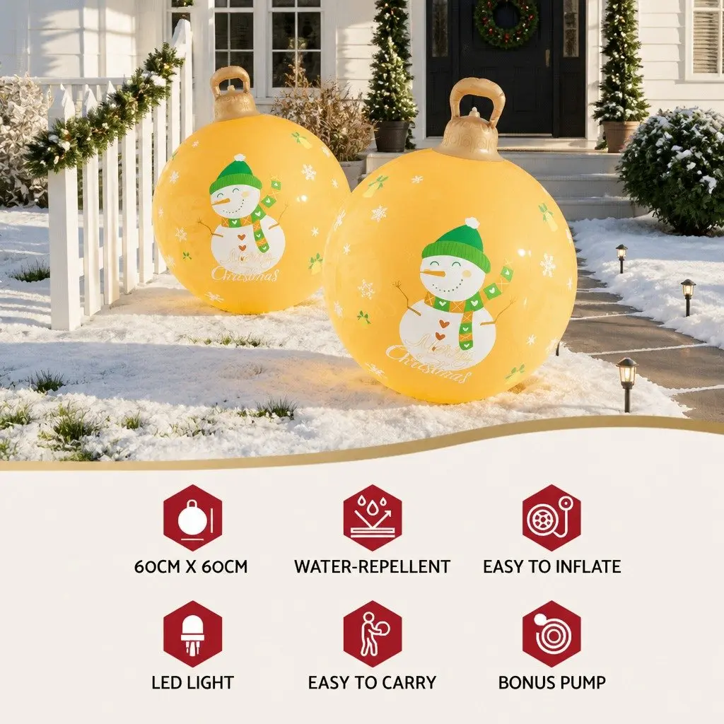 Inflatable Christmas Ball 60cm LED Illuminated Outdoor Decoration Gold