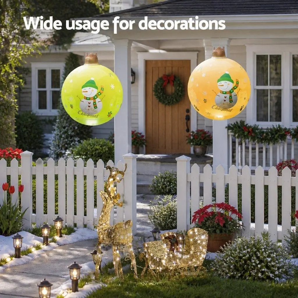 Inflatable Christmas Ball 60cm LED Illuminated Outdoor Decoration Gold