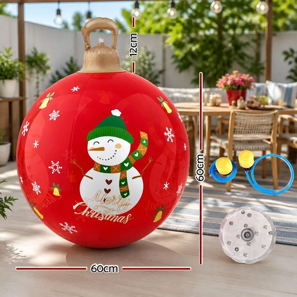 Inflatable Christmas Ball LED Light Outdoor Decoration 60cm Red