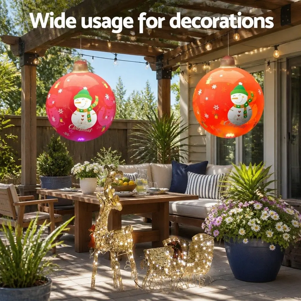 Inflatable Christmas Ball LED Light Outdoor Decoration 60cm Red