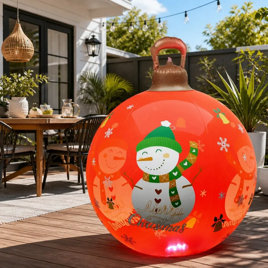Inflatable Christmas Ball LED Light Outdoor Decoration 60cm Red
