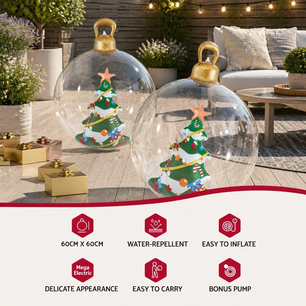 Inflatable Christmas Bauble Outdoor Decoration 60cm Transparent