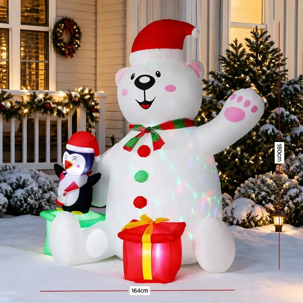 Christmas Inflatable Bear 1.8M LED Outdoor Indoor Decoration Multicolour Lights