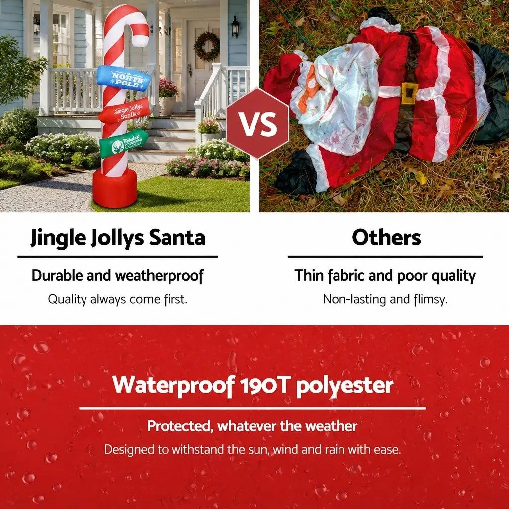 Christmas Inflatable Candy Pole 2.4M LED Illuminated Outdoor Indoor Festive