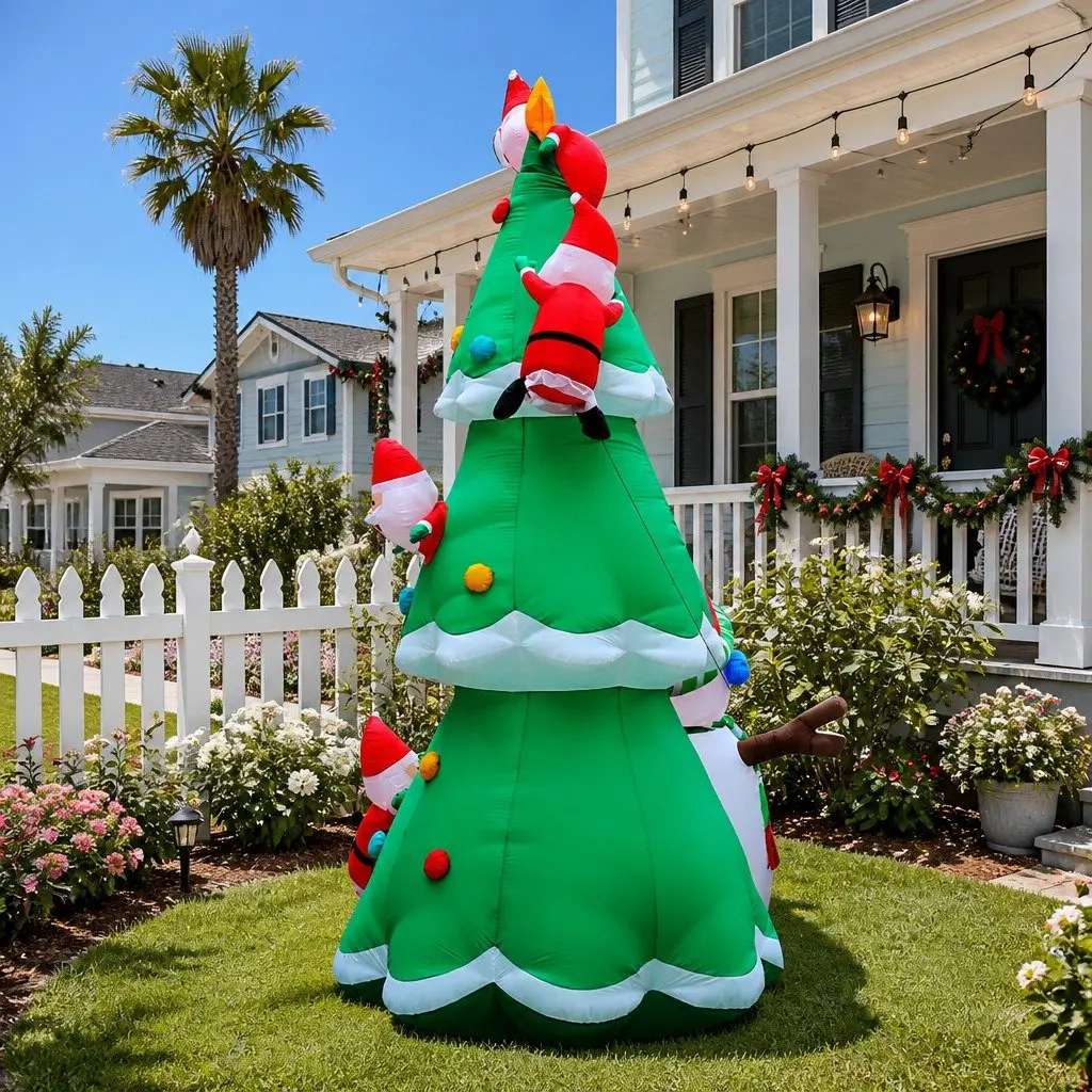 Christmas Inflatable Santa Tree 5M Illuminated Multicoloured Indoor Outdoor