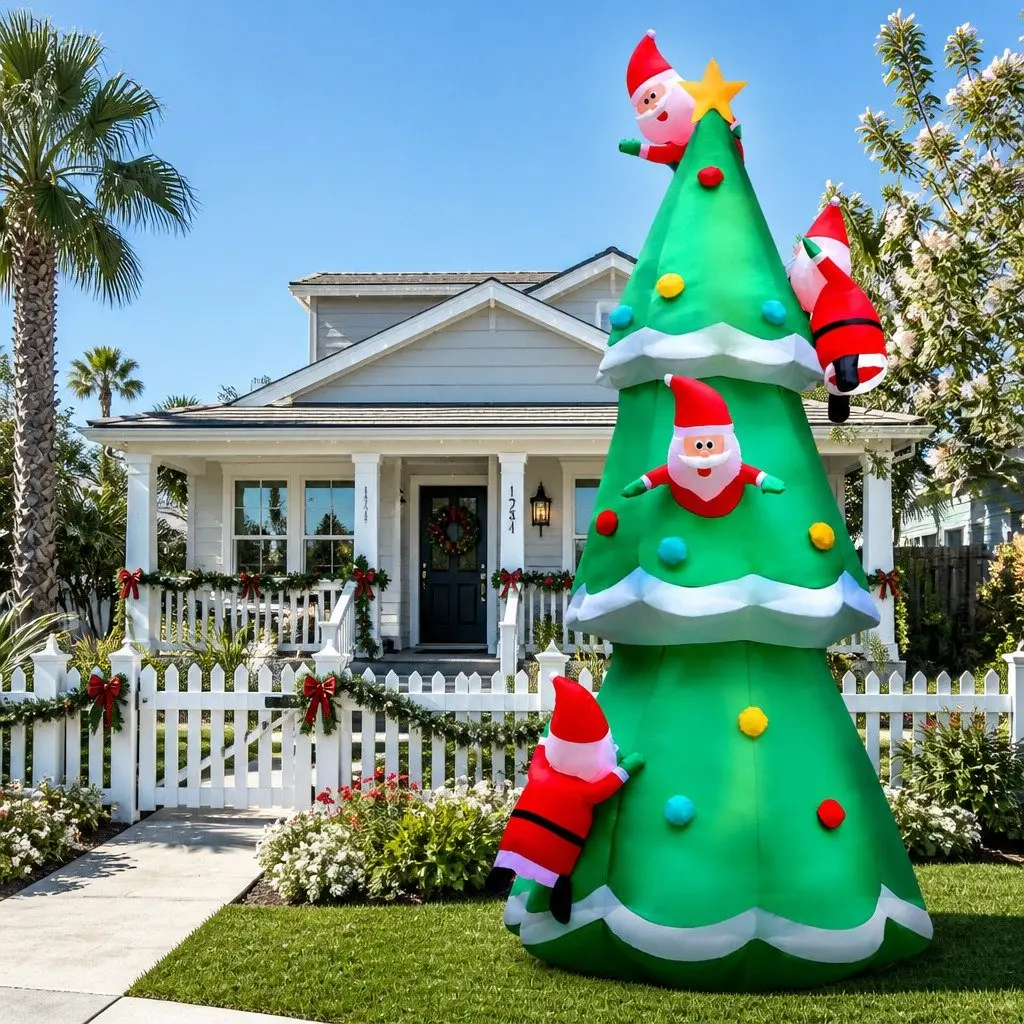 Christmas Inflatable Santa Tree 5M Illuminated Multicoloured Indoor Outdoor