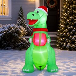 Christmas Inflatable Dinosaur 1.8M Height LED Illuminated Outdoor Indoor