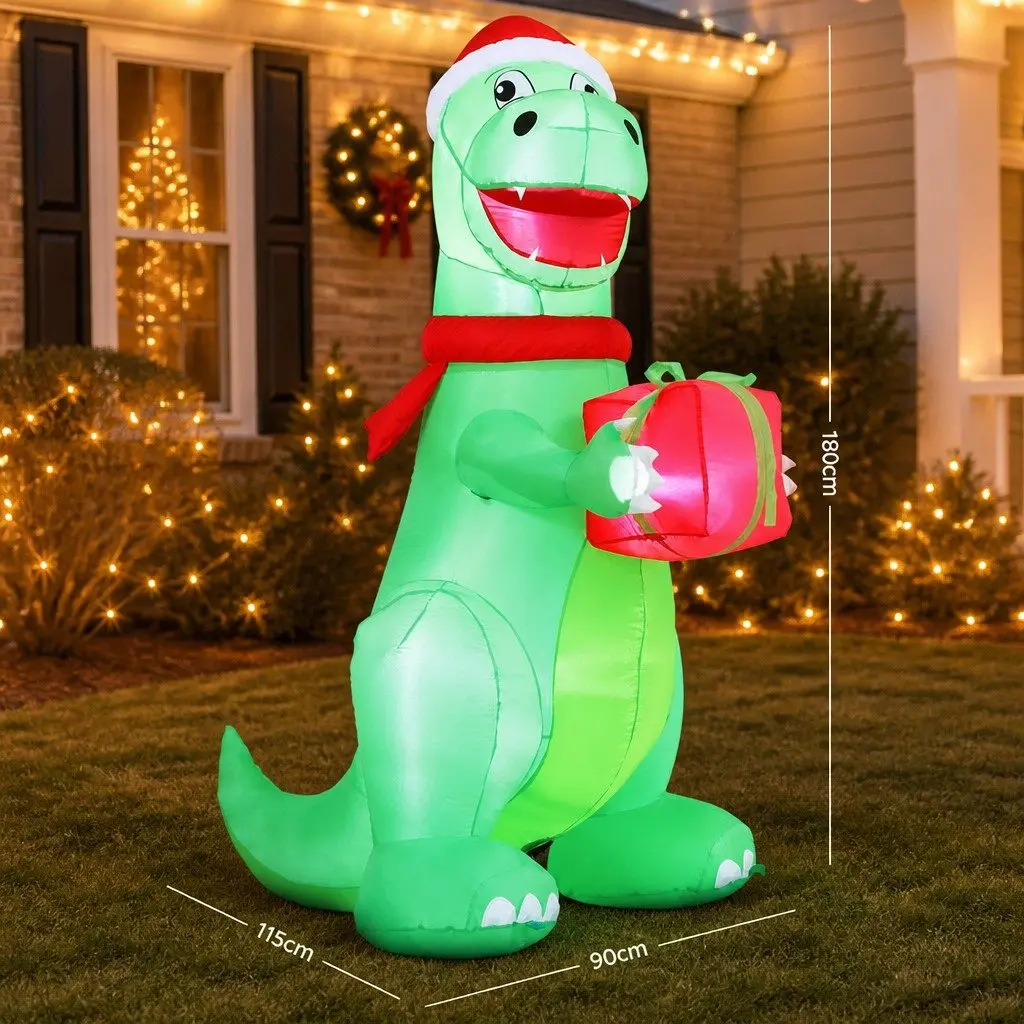Christmas Inflatable Dinosaur Decoration 1.8M Height Multicolour LED Indoor Outdoor