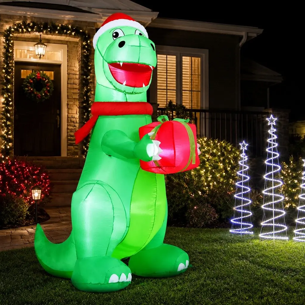 Christmas Inflatable Dinosaur Decoration 1.8M Height Multicolour LED Indoor Outdoor