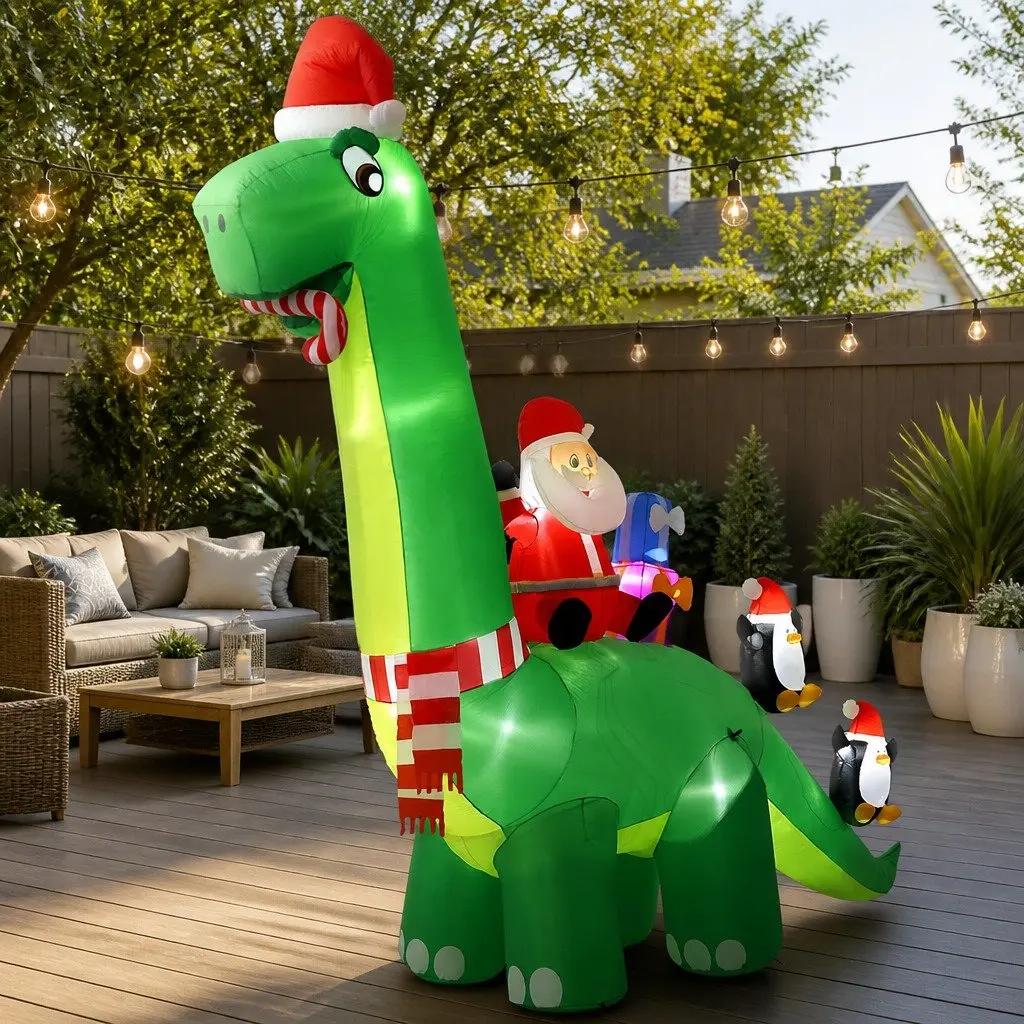 Christmas Inflatable Santa Dinosaur 3.8M