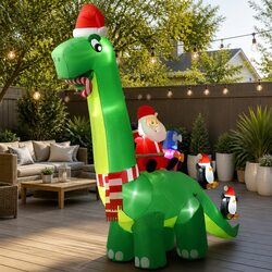 Reliable Christmas Inflatable Santa Dinosaur 3.8M