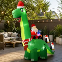 Reliable Christmas Inflatable Santa Dinosaur 3.8M