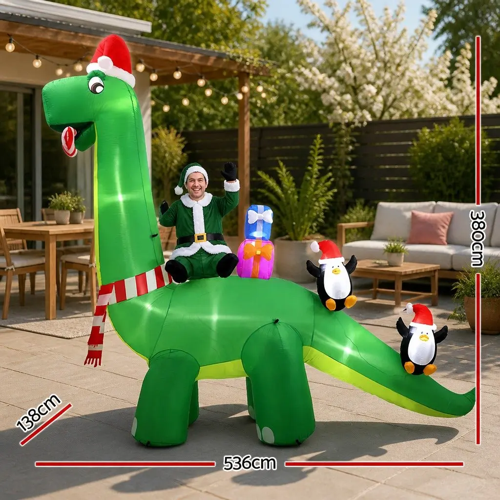 Christmas Inflatable Santa Dinosaur 3.8M