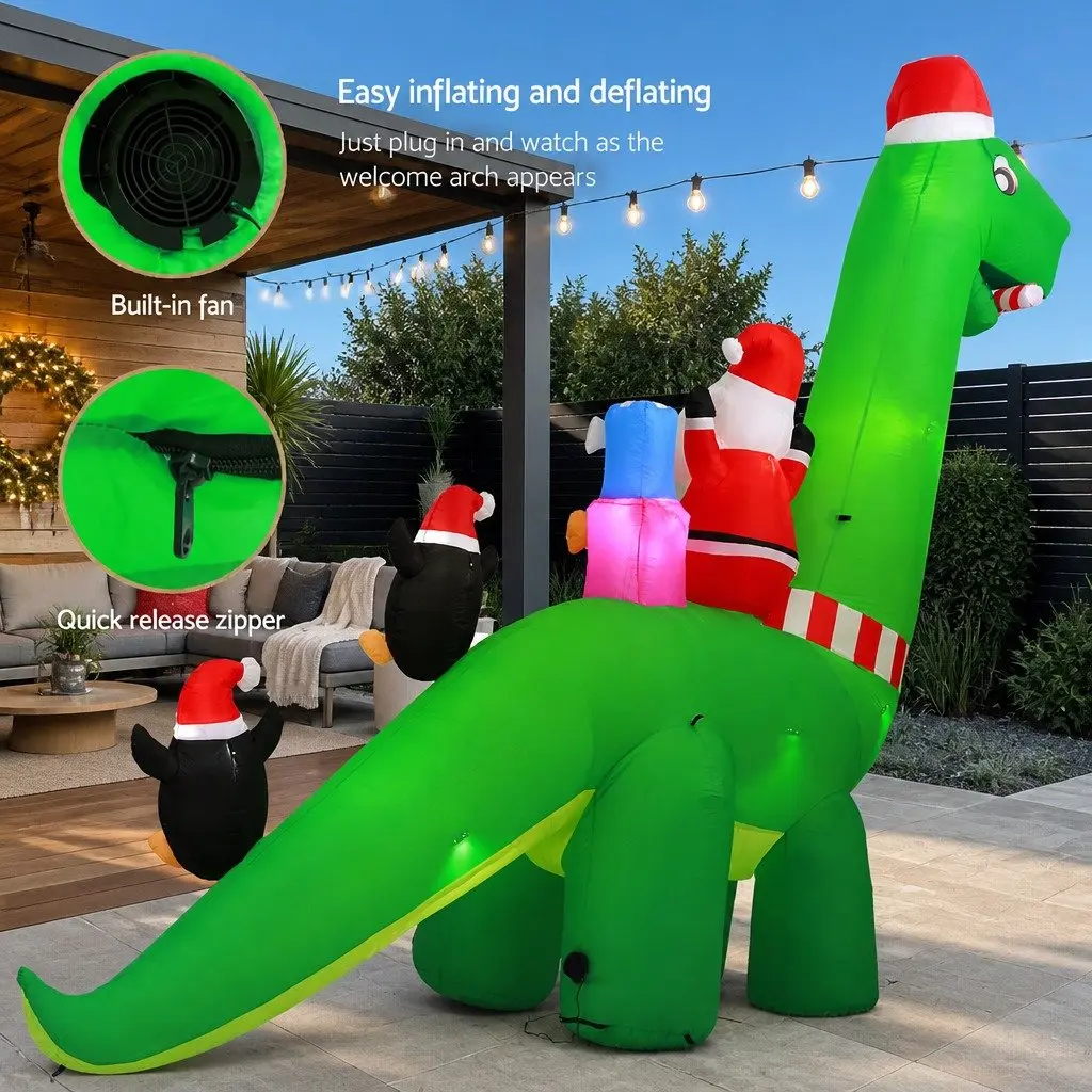 Christmas Inflatable Santa Dinosaur 3.8M
