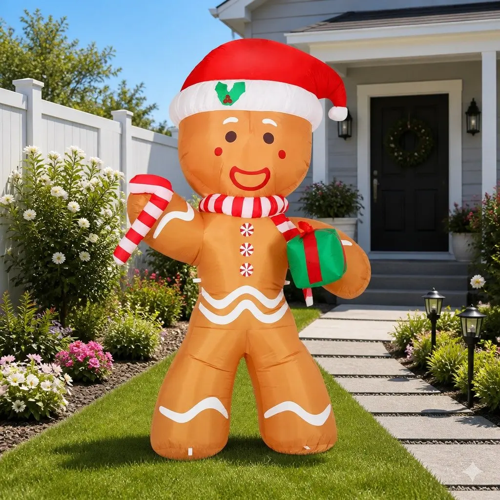 Christmas Inflatable Gingerbread Man 2.4M LED Illuminated Outdoor Indoor