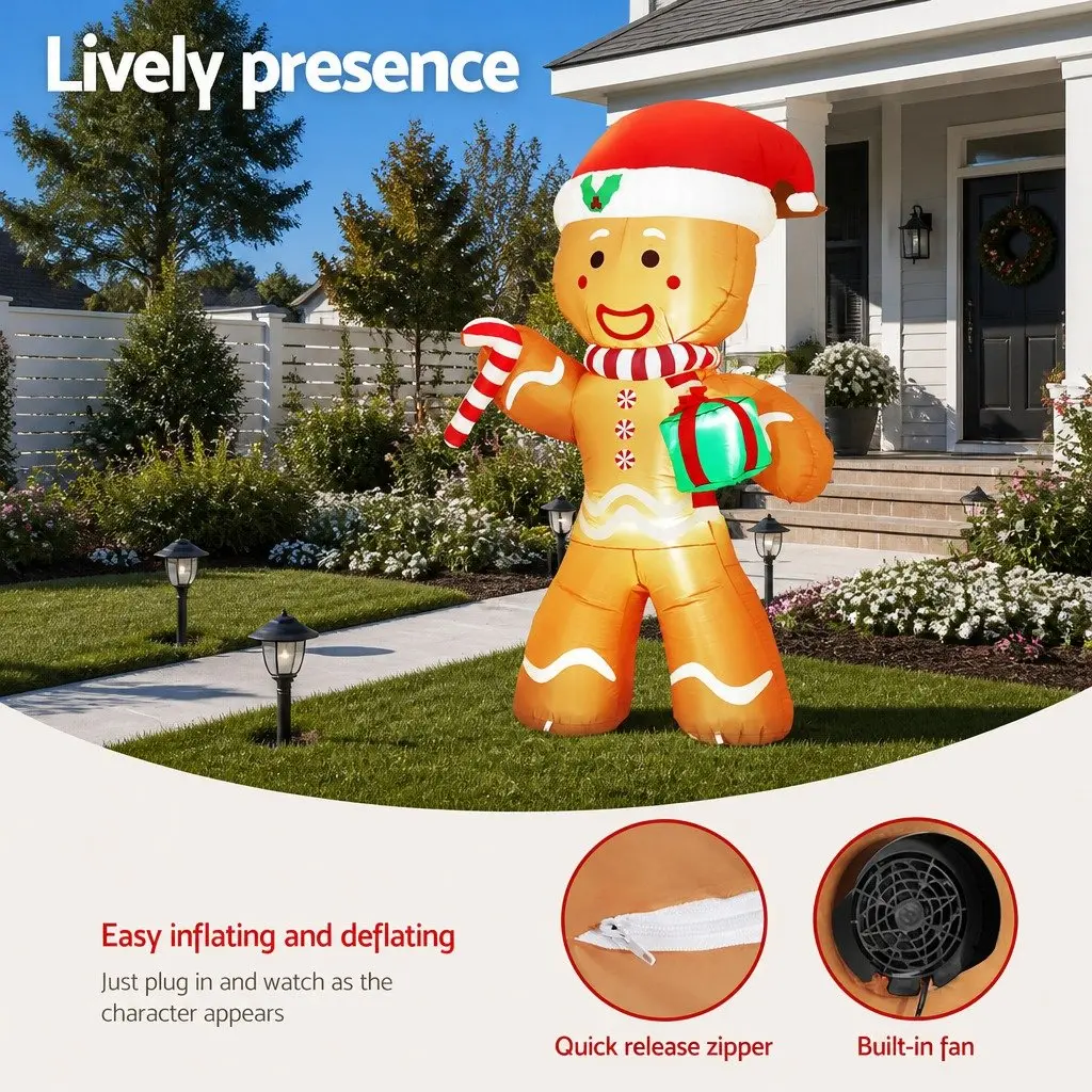Christmas Inflatable Gingerbread Man 2.4M LED Illuminated Outdoor Indoor
