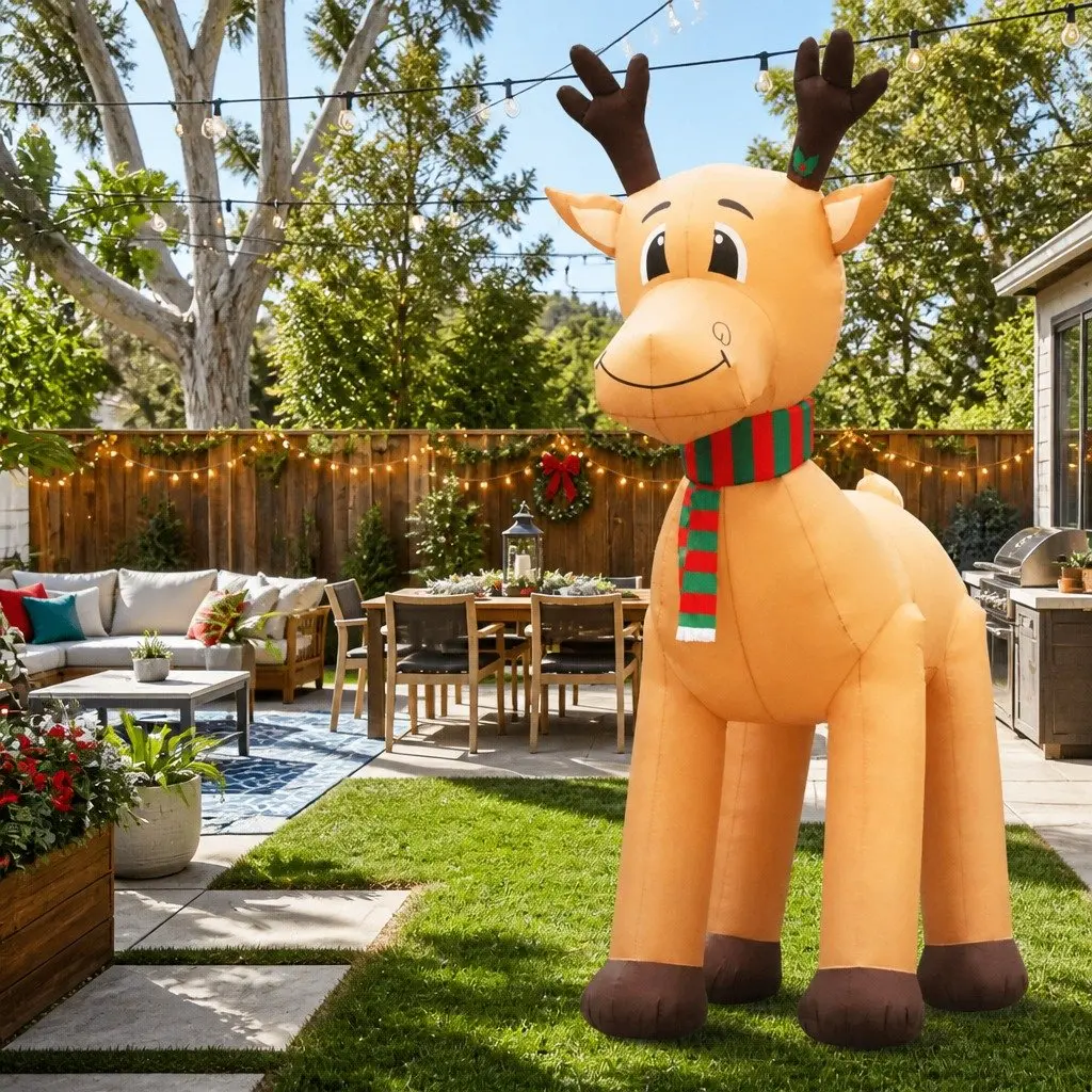 Christmas Inflatable Reindeer 5M Illuminated Outdoor Indoor Multicoloured