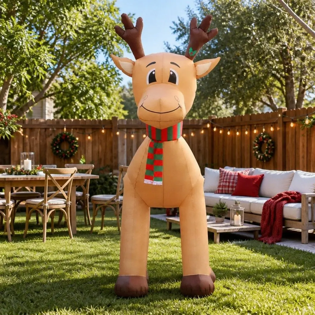 Christmas Inflatable Reindeer 5M Illuminated Outdoor Indoor Multicoloured
