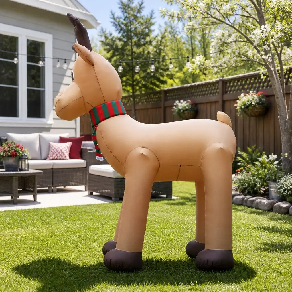 Christmas Inflatable Reindeer 5M Illuminated Outdoor Indoor Multicoloured