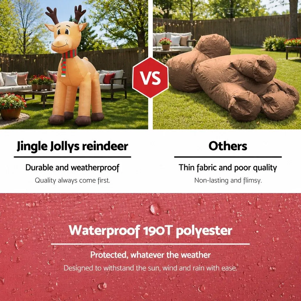 Christmas Inflatable Reindeer 5M Illuminated Outdoor Indoor Multicoloured
