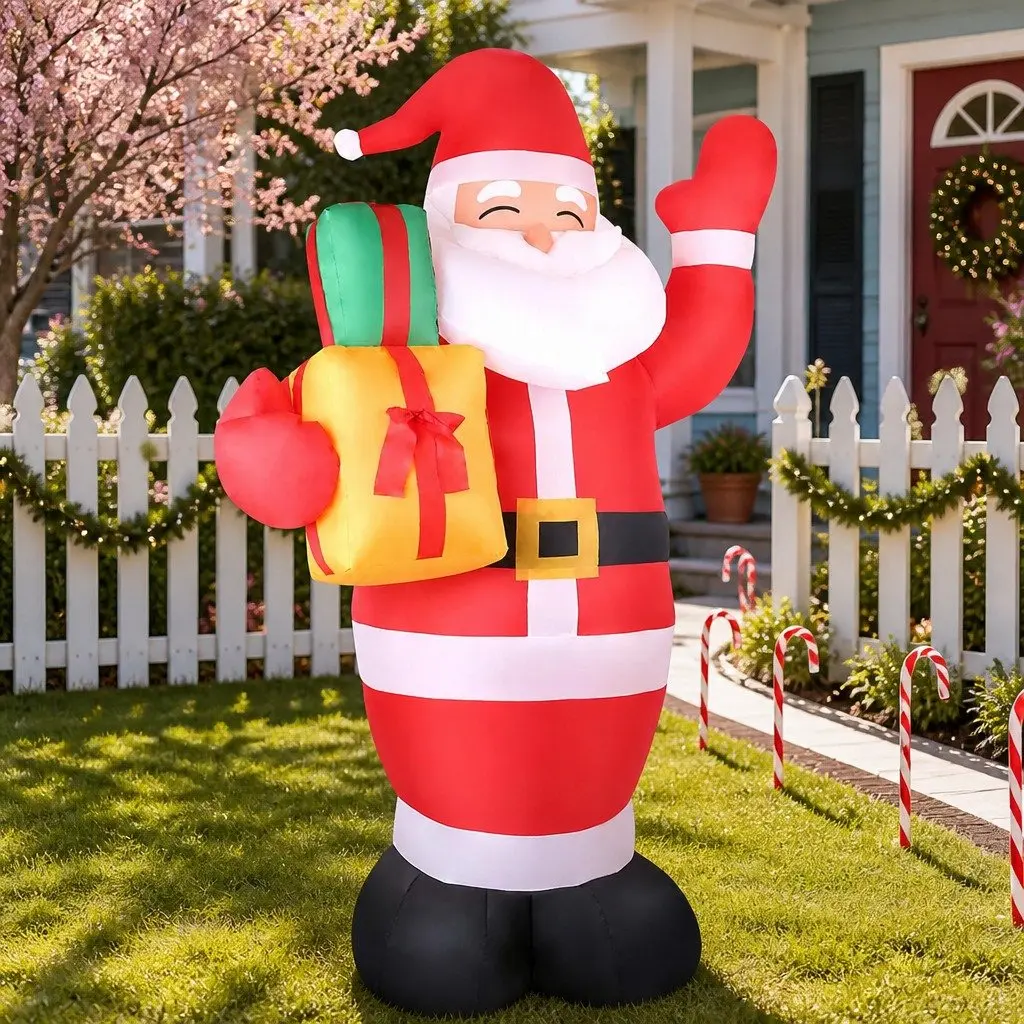 Christmas Inflatable Santa Decoration 2.4M Multicoloured with LED Lights for Indoor and Outdoor Use