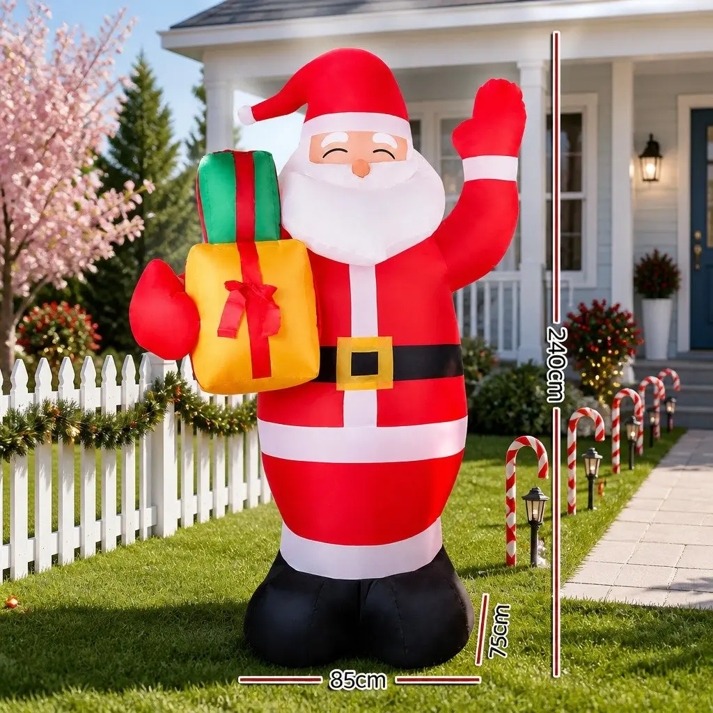 Christmas Inflatable Santa Decoration 2.4M Multicoloured with LED Lights for Indoor and Outdoor Use